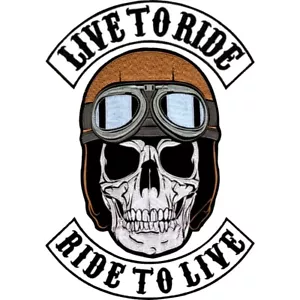 Cráneo Bordado Biker Big Patches Live to Ride Motorcycle Lone Free Rider MC - Imagen 1 de 6