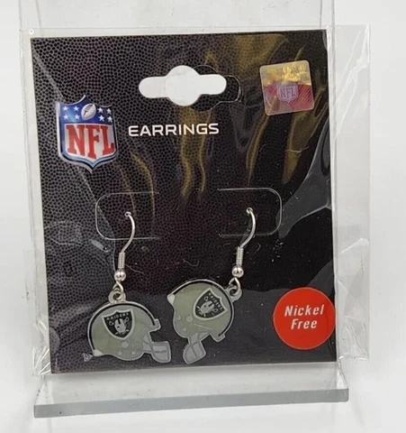 Las Vegas Raiders Raiders NFL Team Logo Licensed Helmet Style Earrings Cover