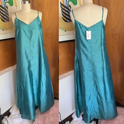 NWT Peruvian Connection Silk Margot Dress Sz S Pool blue green aqua Midi - Imagem 1 de 4