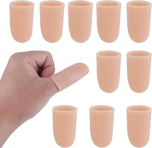 10Pcs Finger Sleeve Protectors, Silicone Rubber Gel Thumb Tips Support Guard Cov - Picture 1 of 4