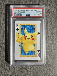 PSA 10 KING OF CLUBS PIKACHU 2015 POKEMON CENTER NAGOYA POKER PLAYING CARD JPN - Picture 1 of 2