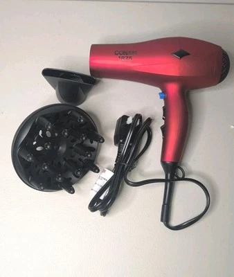 Secador de pelo Conair 1875 vatios Velvet Touch rojo secado rápido agarre cómodo - usado  Foto 1 de 3