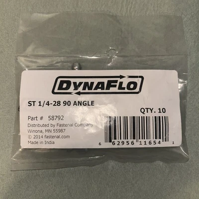 1/4 дюйма - 28 90° стальной желтый трехвалентный цинковый Т-образный смазочный фитинг с проверкой мяча QTY 10 - Изображение 1 из 2