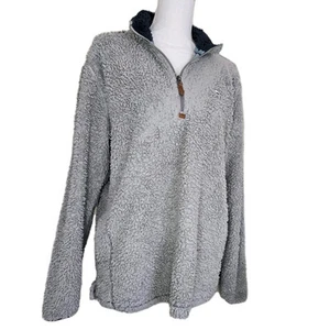 Women's Southern Shirt Quarter Zip Sherpa Pullover Gray Size Medium - Picture 1 of 20