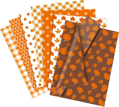 70 hojas de papel de seda de otoño hojas de calabaza naranja envoltura de regalo para otoño hágalo usted mismo Foto 1 de 4