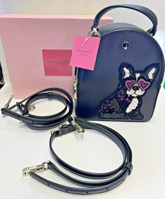 MINI CONVERTIBLE BULLDOG FRANCÉS KATE SPADE MOCHILA DE CUERO AMELIA FRANCOIS NUEVO EN CAJA Foto 1 de 4