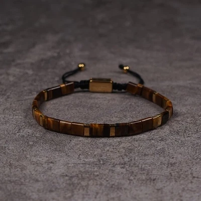 Pulseras negras para hombre con cuentas de ojo de tigre naturales Foto 1 de 4