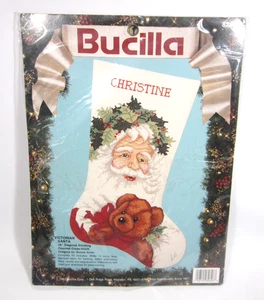 Bucilla Victorian Santa Weihnachtsstrumpf Kreuzstich-Set KOMPLETT - offener Beutel - Bild 1 von 8