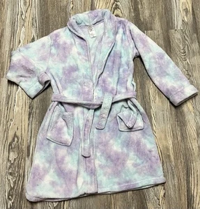 Wonder Nation Girls Sz L (10/12) Robe Tie-Dye Fleece Pastel Tie Dye Needs Repair - Picture 1 of 4