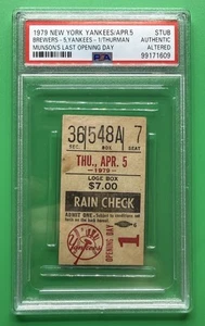 Apr 5 1979 New York Yankees Ticket Stub - Munson's Last Opening Day PSA Auth - Picture 1 of 3