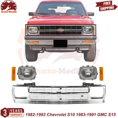 Grille Assembly Chrome & HeadLight For 1982-1993 Chevrolet S10 1983-1991 GMC S15 Foto 1 de 4