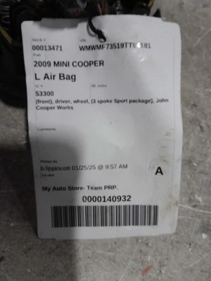 Bolsa de aire para conductor rueda delantera para 07-10 MINI COOPER 382534 Foto 1 de 4