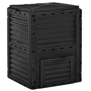 Outsunny Compostiera da Giardino 300L in Plastica Nera con Coperchio a Incastro - Foto 1 di 10