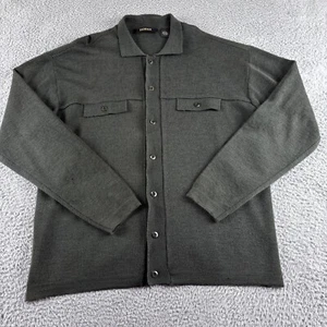 Vintage Bachrach Button Knit Sweater Shirt Men L Olive Wool Blend Pockets *Read* - Picture 1 of 6