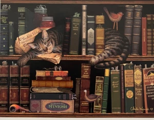 Charles Wysocki Max In The Stacks Open Edition Image Size 12" x 9" - Picture 1 of 1