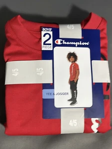 2 piezas Champion Boy's Juego de camiseta y jogger talla 4/5 rojo/negro - Imagen 1 de 2