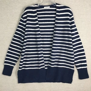 Madewell Cozy Walker maglione cardigan a righe S piccolo blu navy aperto davanti - Foto 1 di 8