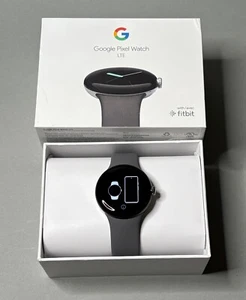 NEW Google Pixel Watch 1st Gen. LTE Unlocked Silver Case w/ Charcoal Active Band - Afbeelding 1 van 1