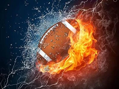  12X16 inches Diamond Art Kit Football Sport Diamond Art Painting Fire Football - Image 1 of 4