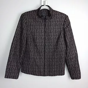 Due Per Due Zip Up Jacket Brown And Black Textured Design Size Large - Picture 1 of 6