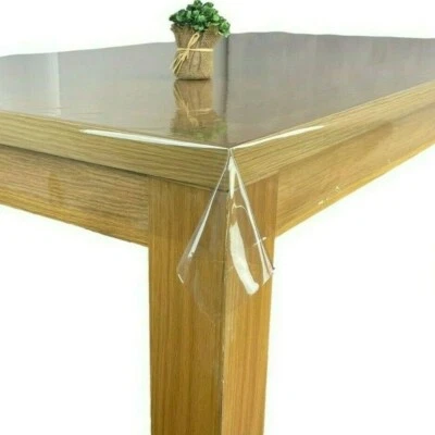 Clear Tablecloth Transparent PVC Waterproof Table Cover Protector WIPE CLEAN - Image 1 of 2