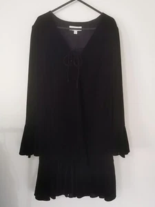 Abito midi Reiss florere velluto scollo a V manica taglia 12 nero - Foto 1 di 8