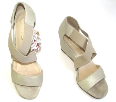 Sandalias de cuña Unisa beige cuero platino 37 muy buen estado Foto 1 de 4