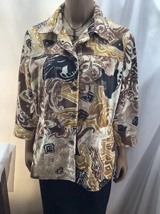 Coldwater Creek Damenblazer mehrfarbig Blumenmuster 3/4-Ärmel Größe 16 JEG230722/MB1 - Bild 1 von 8