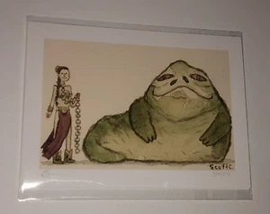 Star Wars Slave Leia Vs Jabba Hutt impresión artística enfrentamientos Scott C Campbell S/N RARO - Imagen 1 de 3