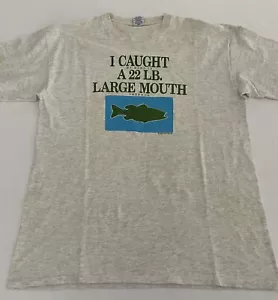 Vintage Thermos Single Stitch I Caught a 22 LB Large Mouth Fish Shirt L 0124 - Picture 1 of 9