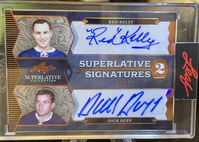 🔥2021 LEAF SUPERLATIVE HOCKEY DUEL AUTO HOFER'S Red Kelly & Dick Duff 9/15🔥 - Image 1 of 4