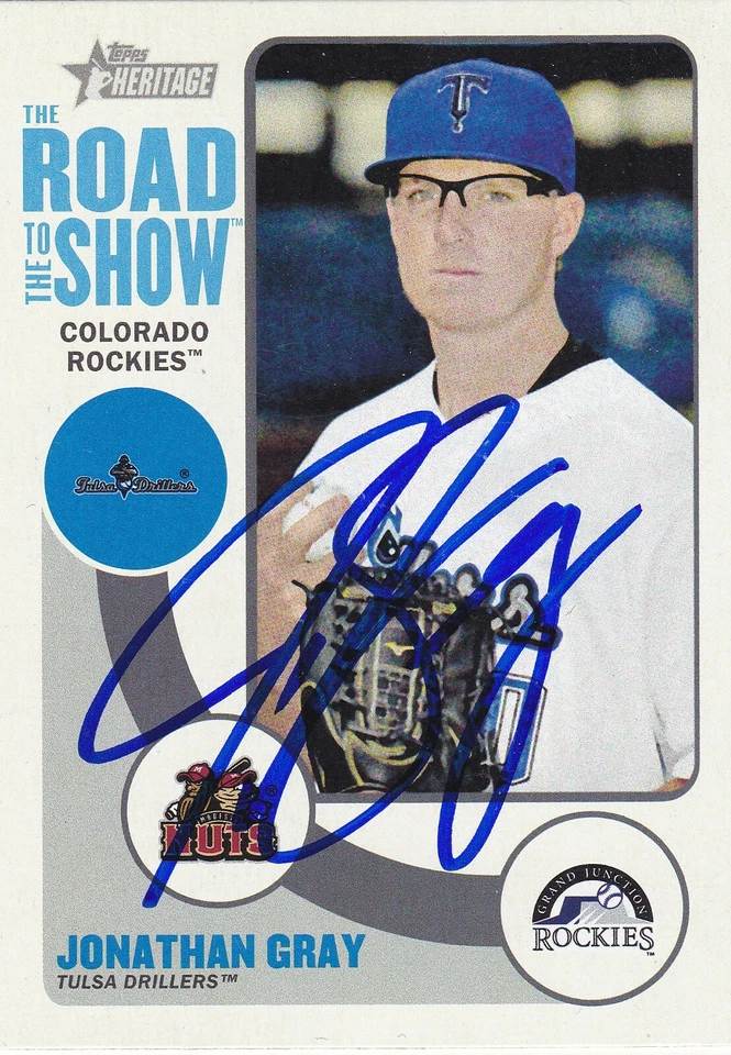 JON GRAY TULSA DRILLERS SIGNED HERITAGE MINOR ROAD TO SHOW CARD COLORADO ROCKIES - Image 1 of 1