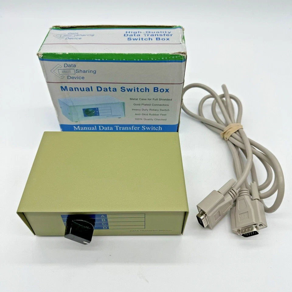 4 Way Manual Data Transfer Switch Box VGA Printer Monitor Peripheral Devices Cab - Image 1 of 4