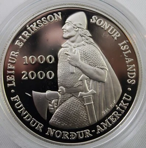 2000 Leif Ericson Millennium Commemorative 90% Silver Proof Coin Box & COA - Picture 1 of 8
