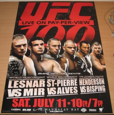 Póster original UFC 100 - Georges St-Pierre Dan Henderson Lesnar Mir Bisping GSP Foto 1 de 4