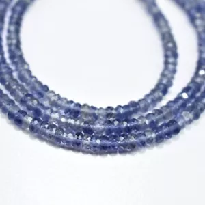 A++ Natural Blue Iolite Faceted Rondelle 3-4MM Gemstone Beads Women Necklace 24" - Picture 1 of 10