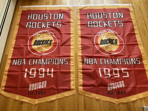 Complete Set Houston Rockets NBA Champions 2 Banners/Flags 3’ x 5’ Cover