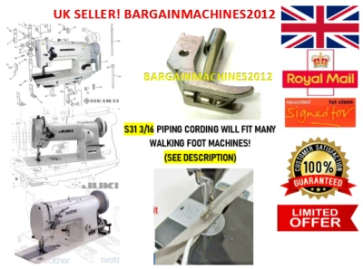 S31 3/16 PIPING CORDING WALKING FOOT JUKI,SEIKO INDUSTRIAL SEWING MACHINE PART - Image 1 of 4
