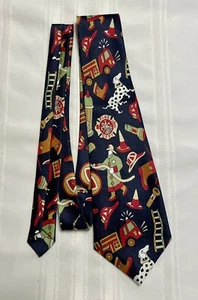 A. Rogers Firemen Dalmations Theme Neck Tie 1990s Cravat Vintage , New W/ Tag - Picture 1 of 7