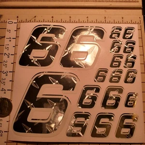 Chrome Diamond Plate w/White #6's Racing Numbers Vinyl Decal Sheet 1/10-1/12 - Picture 1 of 10