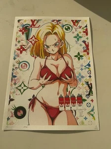 DEATH NYC ltd ed signed pop art print 45x32cm Louis Vuitton Android 18 Sexy Warh - Picture 1 of 2
