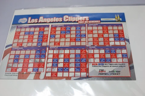 Los Angeles Clippers 2007 2008 NBA Schedule Magnet Stadiuim Staples Center Givea Cover