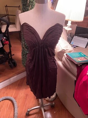 Ladies sz lage strapless dress in Brown by Foley. Ruched bust - Image 1 of 4