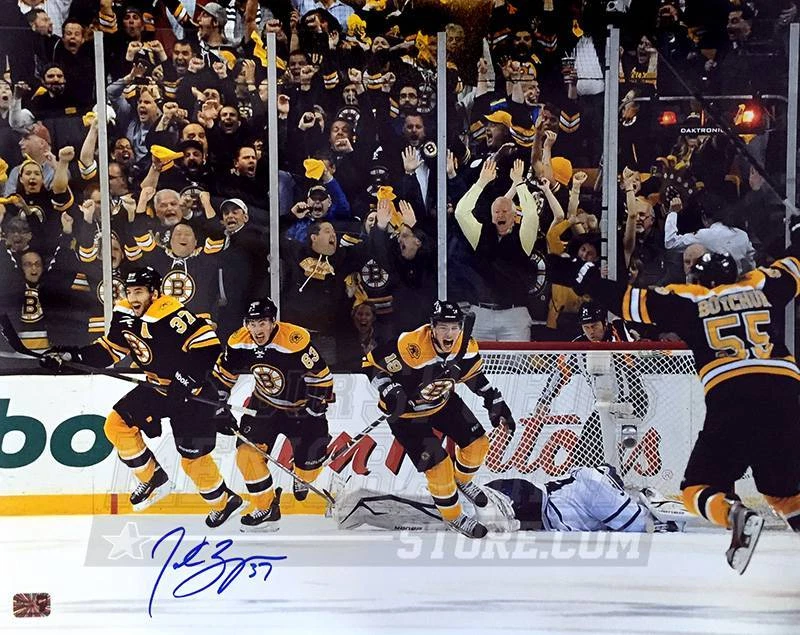 Celebración de regreso autografiada firmada por Patrice Bergeron Boston Bruins 16x20 Foto 1 de 1