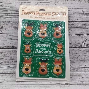 Vtg 80’s Hallmark Puffy Jeepers Peepers RODNEY & RHONDA Christmas Stickers  - Picture 1 of 2