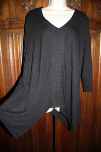 Adrianna Papell Tunika Top schwarz gestrickt 3X Hi Low Saum Hexe heidnisch Goth - Bild 1 von 9