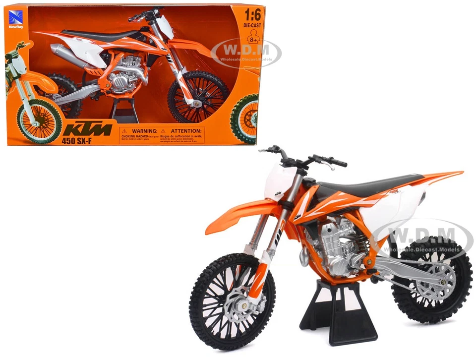 2018 KTM 450 SX-F DIRT BIKE ORANGE 1/6 SCALE DIECAST MOTORCYCLE BY NEW RAY 49613 - Image 1 of 1