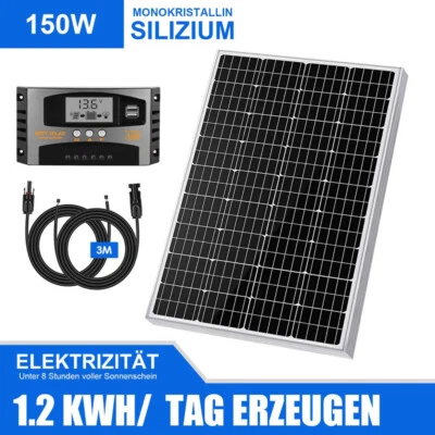 150W Solaranlage Komplettpaket Solarpanel 12V Solarmodule Wohnmobil mit 40A MPPT - Bild 1 von 4