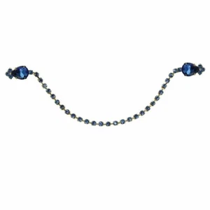 Cardigan Clip Gold Tone Sapphire Blue Crystal Stones - Picture 1 of 1