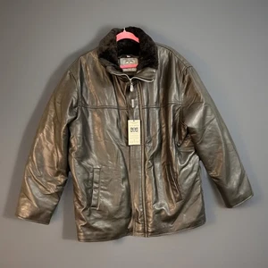 Chaqueta de bombardero de cuero genuino para hombre de piel de oveja negra - Imagen 1 de 11